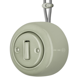 SURFACE PORCELAIN WALL LIGHT SWITCH GREY GREEN SLIM BUTTON - DYKE & DEAN