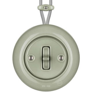 SURFACE PORCELAIN WALL LIGHT SWITCH GREY GREEN TOGGLE - DYKE & DEAN