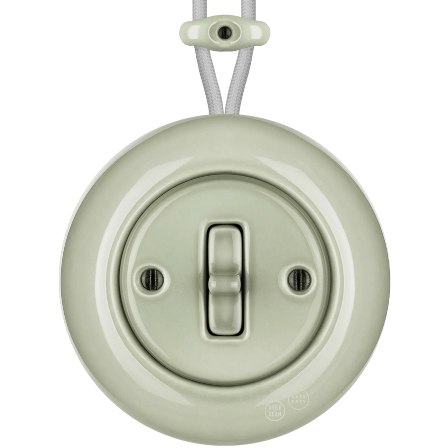 SURFACE PORCELAIN WALL LIGHT SWITCH GREY GREEN TOGGLE - DYKE & DEAN