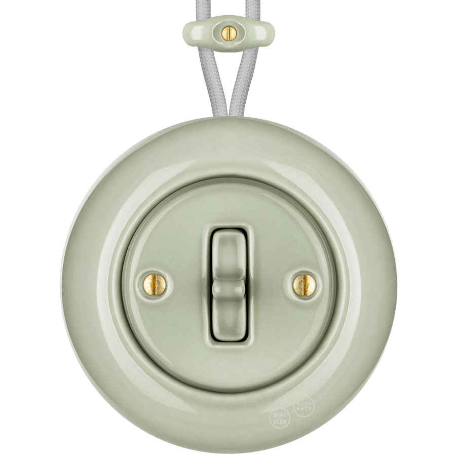 SURFACE PORCELAIN WALL LIGHT SWITCH GREY GREEN TOGGLE - DYKE & DEAN