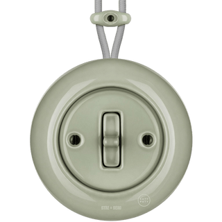 SURFACE PORCELAIN WALL LIGHT SWITCH GREY GREEN TOGGLE - DYKE & DEAN