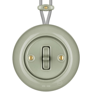 SURFACE PORCELAIN WALL LIGHT SWITCH GREY GREEN TOGGLE - DYKE & DEAN