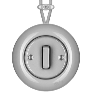 SURFACE PORCELAIN WALL LIGHT SWITCH GREY SLIM BUTTON - DYKE & DEAN