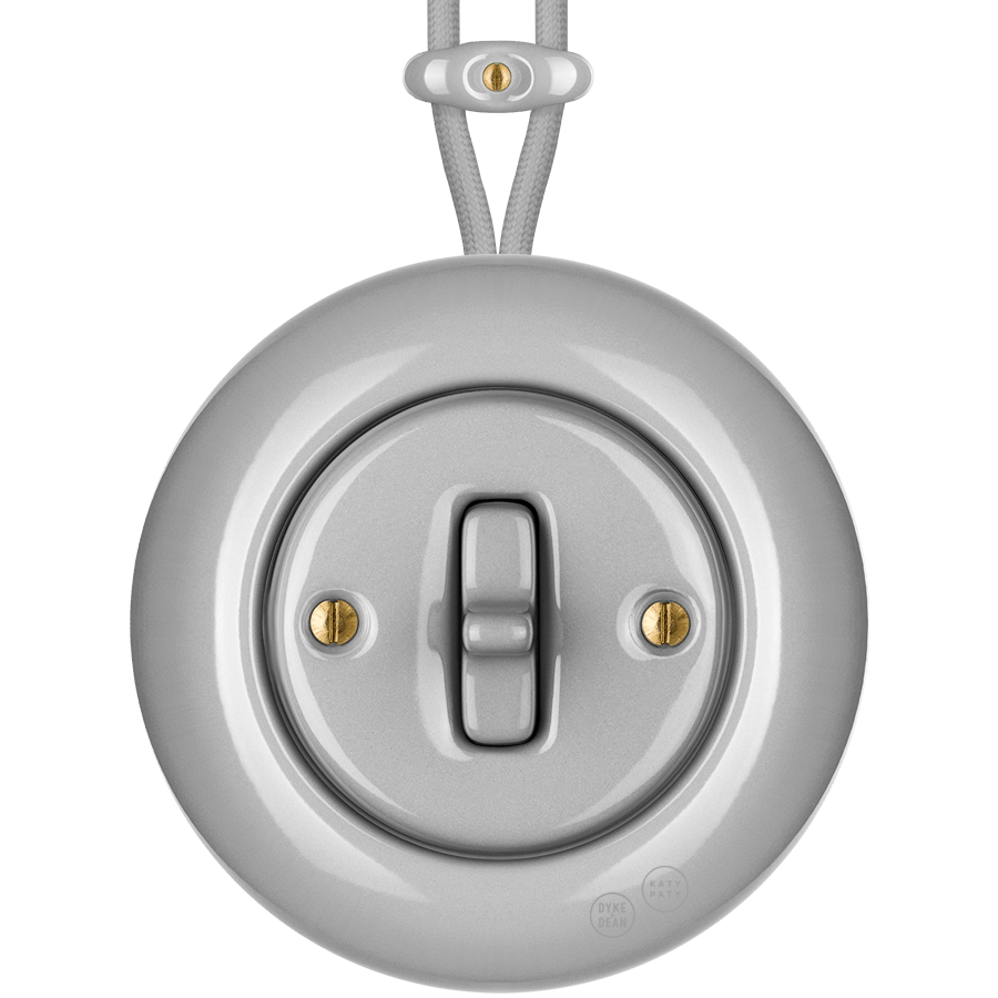 SURFACE PORCELAIN WALL LIGHT SWITCH GREY TOGGLE - DYKE & DEAN