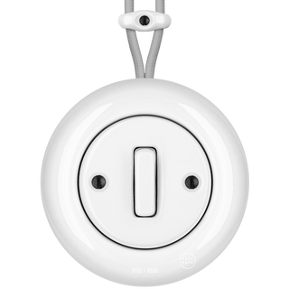 SURFACE PORCELAIN WALL LIGHT SWITCH WHITE SLIM BUTTON - DYKE & DEAN