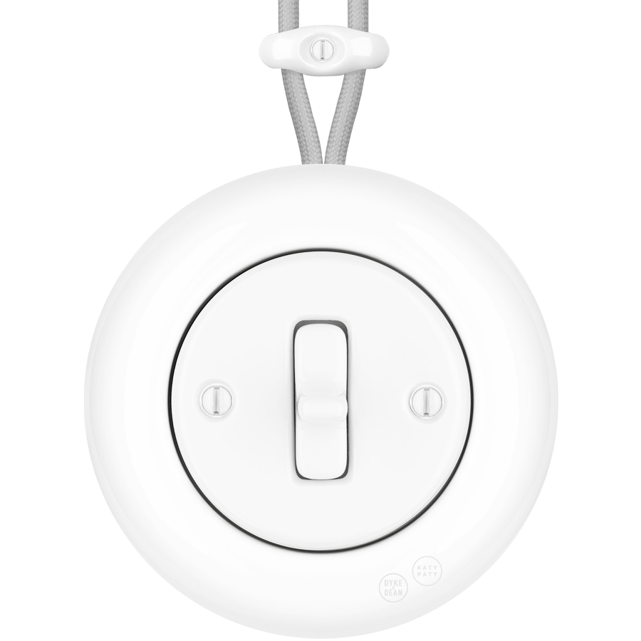 SURFACE PORCELAIN WALL LIGHT SWITCH WHITE TOGGLE - DYKE & DEAN