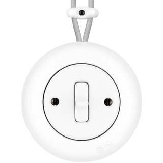 SURFACE PORCELAIN WALL LIGHT SWITCH WHITE TOGGLE - DYKE & DEAN