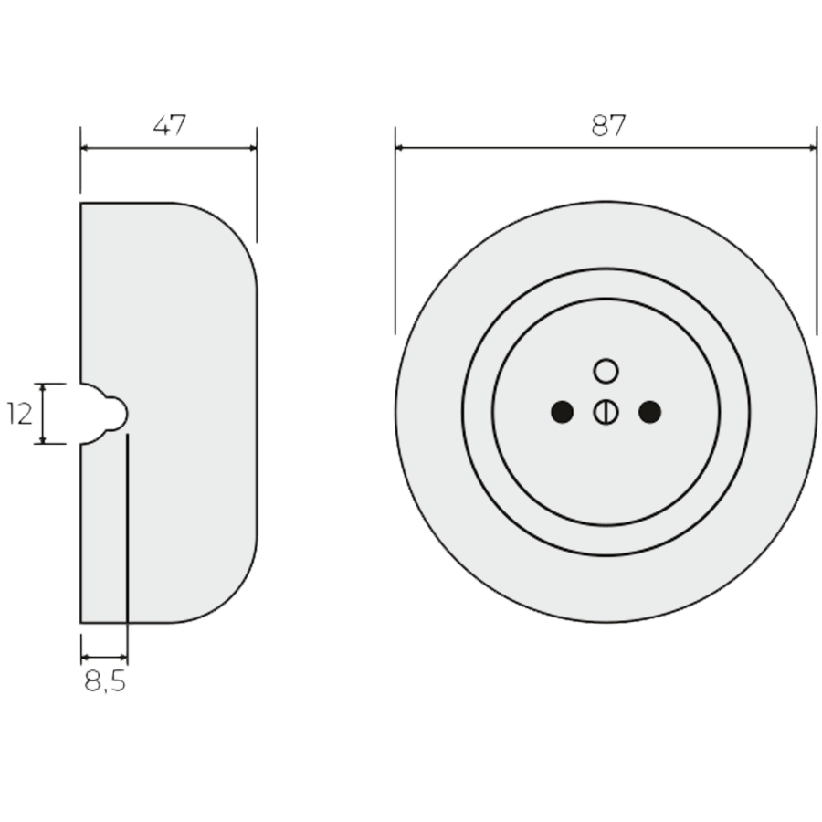 SURFACE PORCELAIN WALL SOCKET ASH GREY - DYKE & DEAN