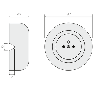 SURFACE PORCELAIN WALL SOCKET ASH GREY - DYKE & DEAN