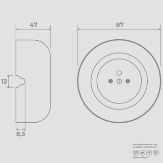 SURFACE PORCELAIN WALL SOCKET CAPPUCCINO BLACK SCREWS - DYKE & DEAN