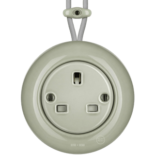 SURFACE PORCELAIN WALL SOCKET GREY GREEN UK - DYKE & DEAN