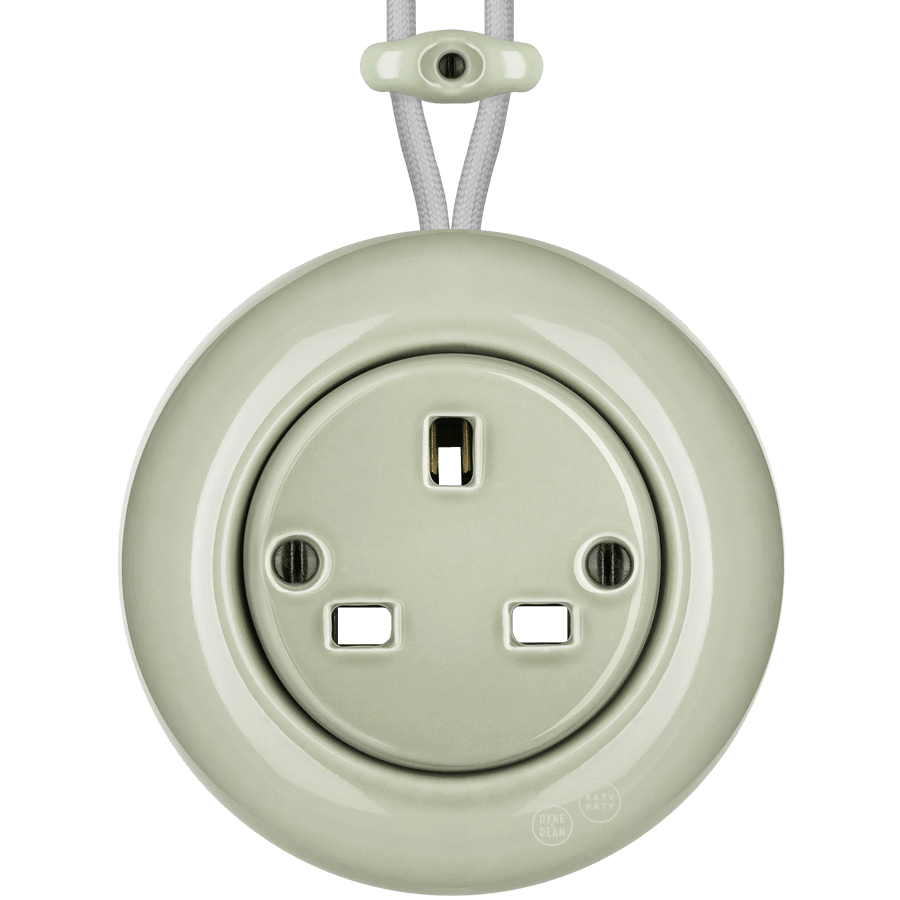 SURFACE PORCELAIN WALL SOCKET GREY GREEN UK - DYKE & DEAN