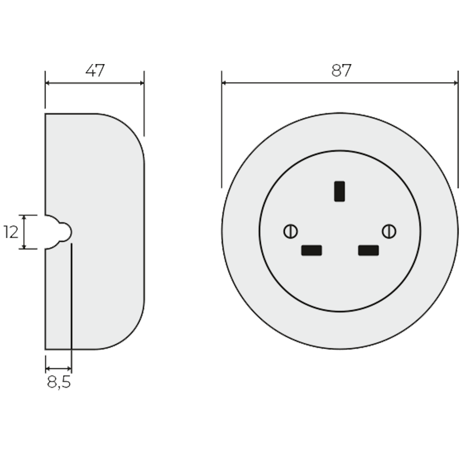 SURFACE PORCELAIN WALL SOCKET GREY GREEN UK - DYKE & DEAN