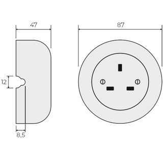 SURFACE PORCELAIN WALL SOCKET GREY GREEN UK - DYKE & DEAN