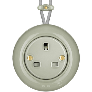 SURFACE PORCELAIN WALL SOCKET GREY GREEN UK - DYKE & DEAN