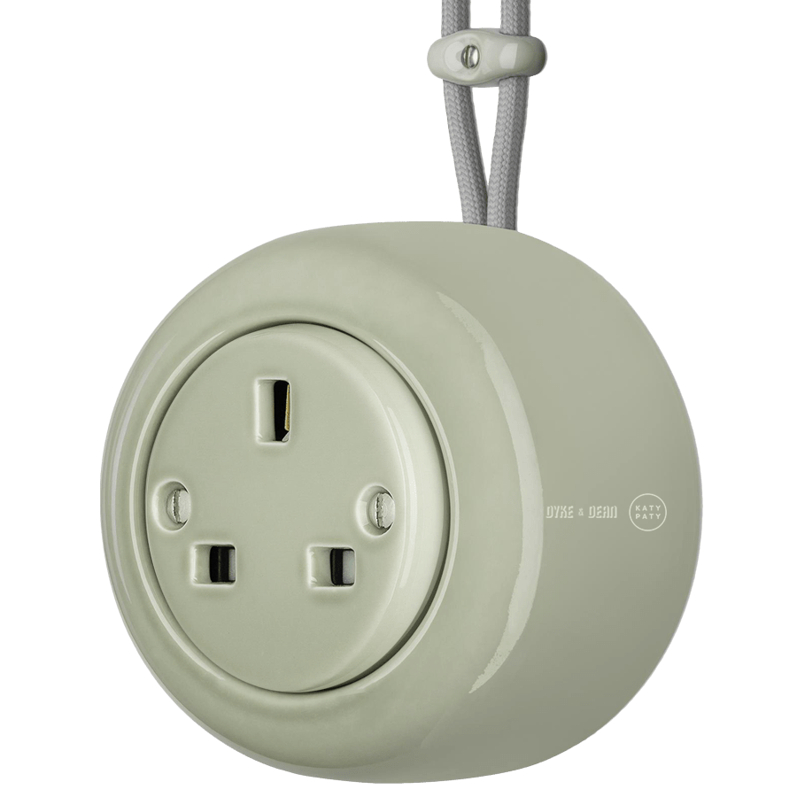 SURFACE PORCELAIN WALL SOCKET GREY GREEN UK - DYKE & DEAN