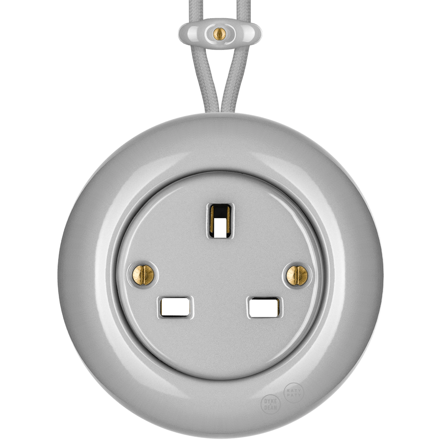 SURFACE PORCELAIN WALL SOCKET GREY UK - DYKE & DEAN