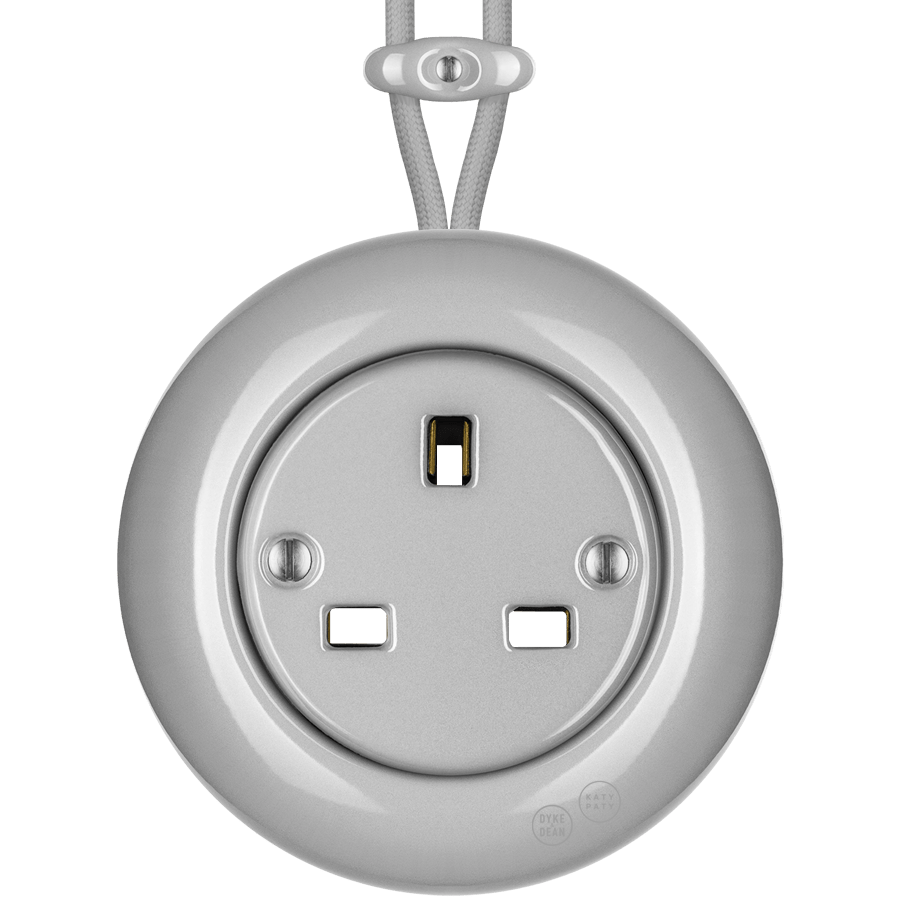 SURFACE PORCELAIN WALL SOCKET GREY UK - DYKE & DEAN