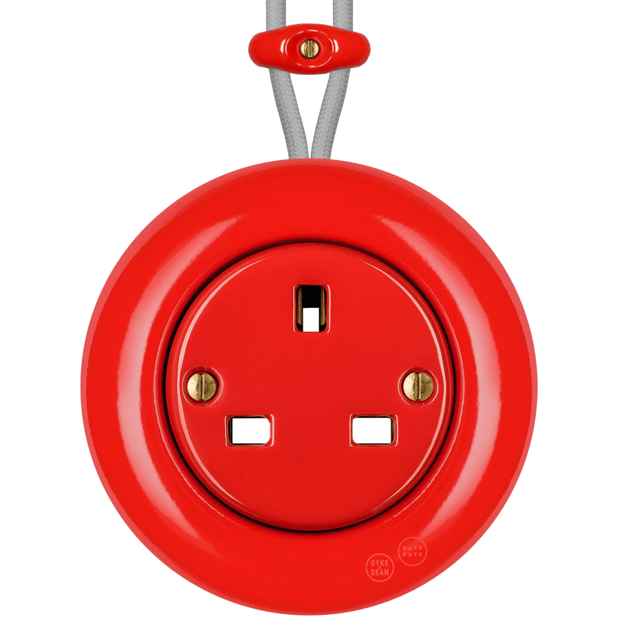 SURFACE PORCELAIN WALL SOCKET RED UK - DYKE & DEAN