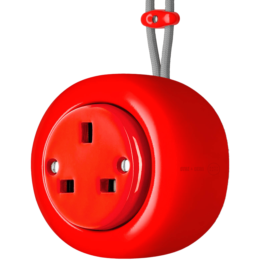 SURFACE PORCELAIN WALL SOCKET RED UK - DYKE & DEAN