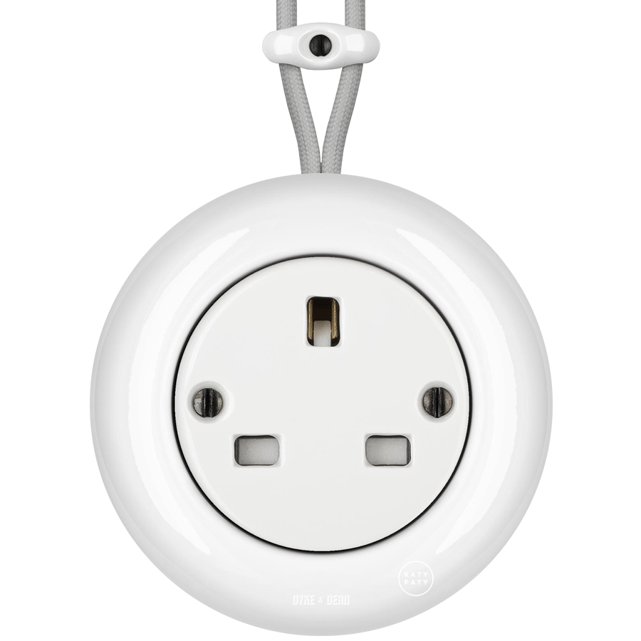 SURFACE PORCELAIN WALL SOCKET WHITE UK - DYKE & DEAN