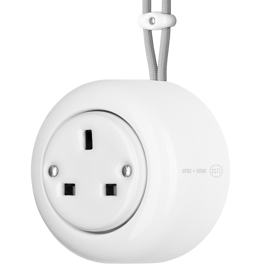 SURFACE PORCELAIN WALL SOCKET WHITE UK - DYKE & DEAN