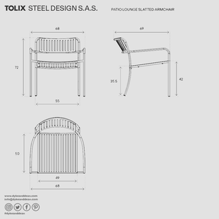 TOLIX PATIO LOUNGE SLATTED ARMCHAIR - DYKE & DEAN