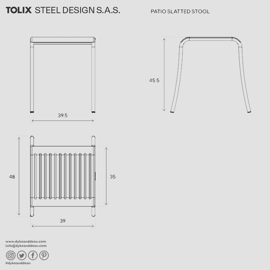 TOLIX PATIO SLATTED STOOL - DYKE & DEAN