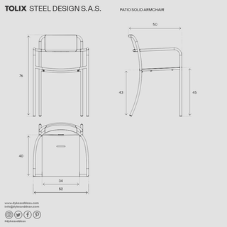 TOLIX PATIO SOLID ARMCHAIR - DYKE & DEAN