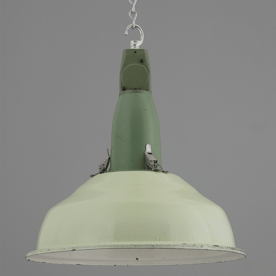 VINTAGE LIGHTING PENDANT SHADE WIDE GREEN OUTLET - DYKE & DEAN