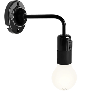 BLACK CERAMIC 90° DEGREE WALL LIGHT SWITCHED - DYKE & DEAN