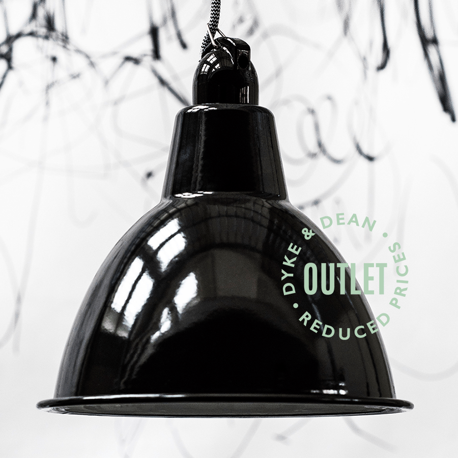 BLACK ENAMEL DOME SHADE E27 OUTLET - DYKE & DEAN