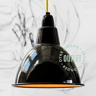 BLACK ENAMEL DOME SHADE E27 OUTLET - DYKE & DEAN