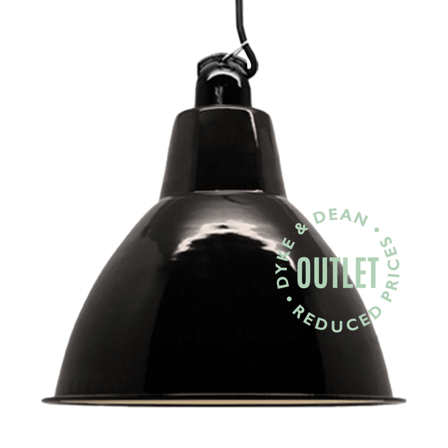 BLACK ENAMEL DOME SHADE E27 OUTLET - DYKE & DEAN