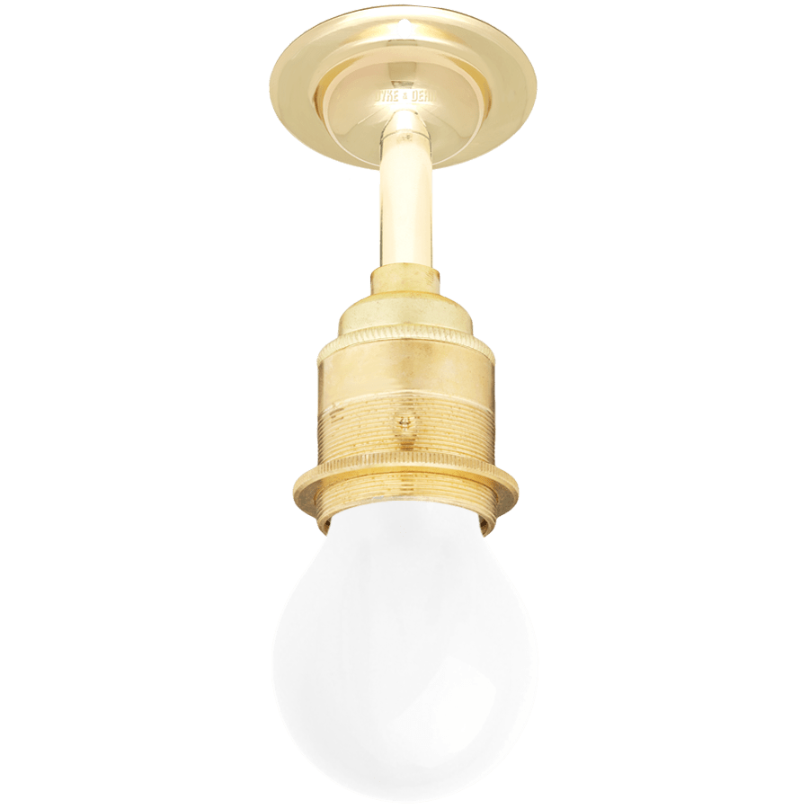 BRASS FIXED EXTENDED E27 WALL BULB HOLDER - DYKE & DEAN