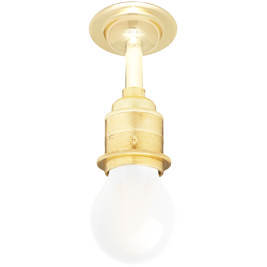 BRASS FIXED EXTENDED E27 WALL BULB HOLDER - DYKE & DEAN