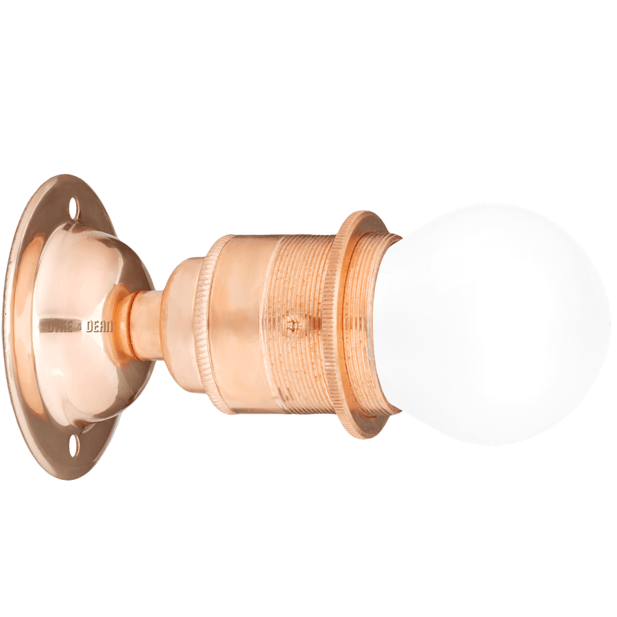 COPPER PLATED FIXED E27 WALL BULB HOLDER - DYKE & DEAN