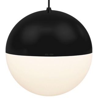 DOME CAPPED OPAL GLOBE PENDANT BLACK 500MM - DYKE & DEAN