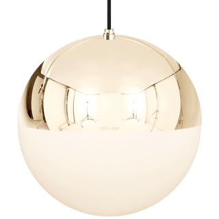 DOME CAPPED OPAL GLOBE PENDANT BRASS 400MM - DYKE & DEAN