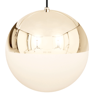 DOME CAPPED OPAL GLOBE PENDANT BRASS 500MM - DYKE & DEAN