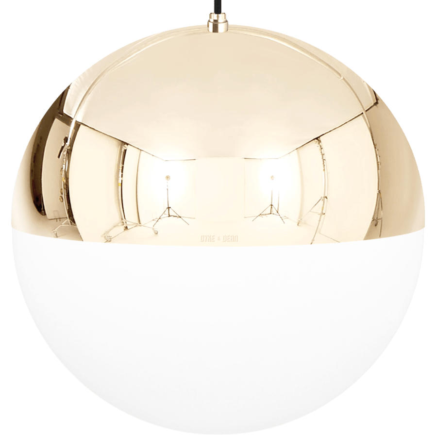 DOME CAPPED OPAL GLOBE PENDANT BRASS 600MM - DYKE & DEAN