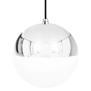 DOME CAPPED OPAL GLOBE PENDANT CHROME 200MM - DYKE & DEAN