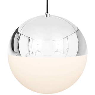 DOME CAPPED OPAL GLOBE PENDANT CHROME 400MM - DYKE & DEAN