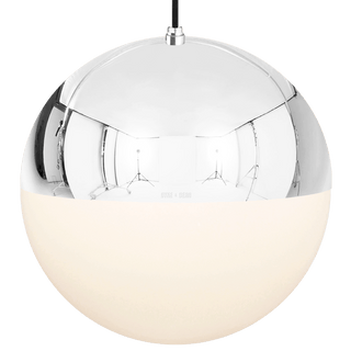 DOME CAPPED OPAL GLOBE PENDANT CHROME 500MM - DYKE & DEAN