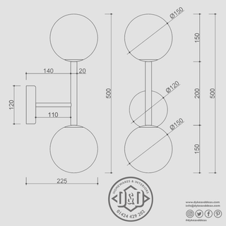 DOUBLE LANTERN GLOBE ROD WALL LIGHT - DYKE & DEAN