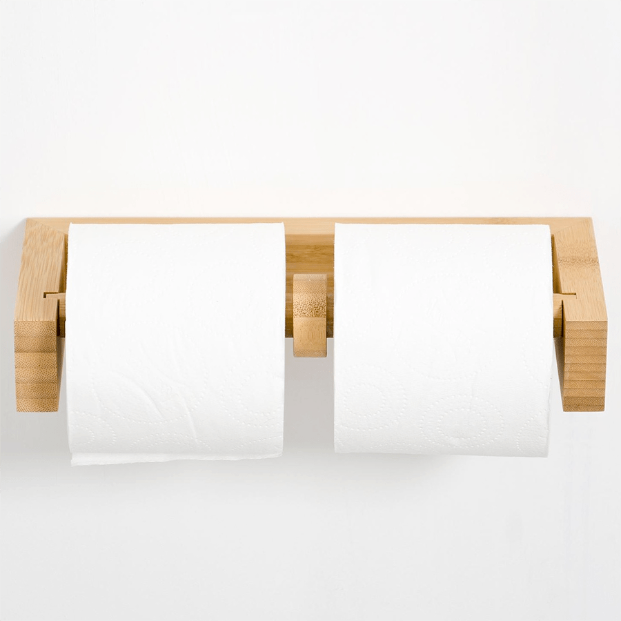 DOUBLE TOILET ROLL WALL HOLDER BAMBOO - DYKE & DEAN