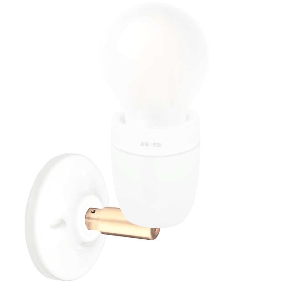 DYKE & DEAN WHITE CERAMIC LAMP BRASS ELBOW - DYKE & DEAN