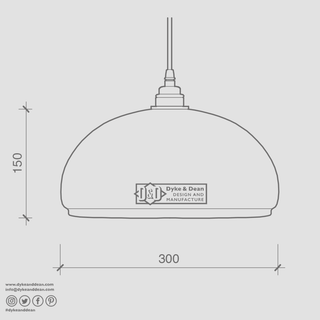 FIXED OPAL DOME GLASS SHADE MEDIUM - DYKE & DEAN