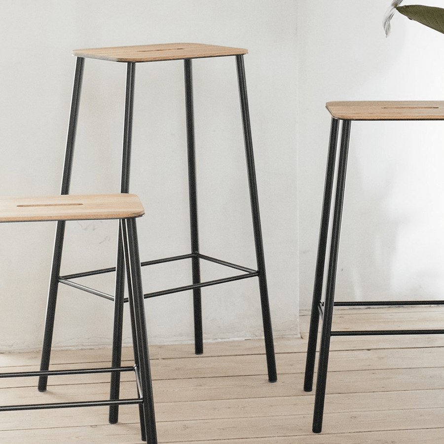 FRAMA ADAM BLACK STOOL OAK WOOD OUTLET - DYKE & DEAN