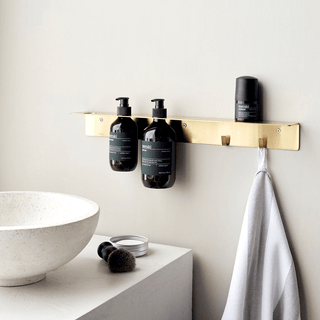 MERAKI BOTTLE HANGER WITH HOOKS - BRUSHED BRASS - DYKE & DEAN